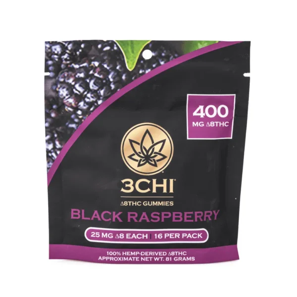 3Chi-Delta-8-Black-Raspberry-Gummies-400-mg-Total-Delta-8-THC-Bag-Front.webp 3Chi Delta 8 Gummies – Black Raspberry (400 mg Total Delta 8 THC)