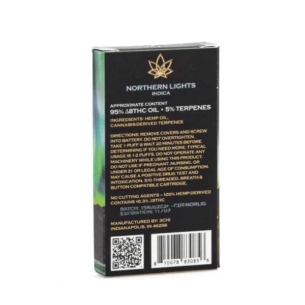 3Chi-Delta-8-THC-Vape-Cartridge-Northern-Lights-Box-Back.webp 3Chi Delta 8 THC Vape Cartridge with Cannabis Derived Terpenes – Northern Lights