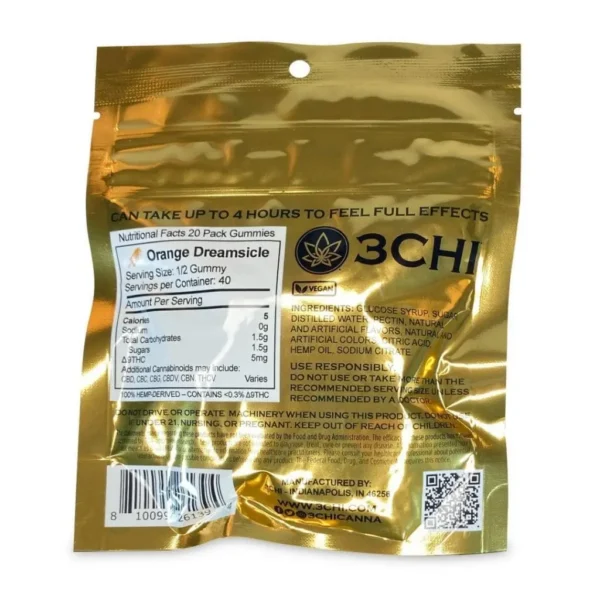3Chi Delta 9 THC Gummies – Orange Dreamsicle (200 mg Total Delta 9 THC)