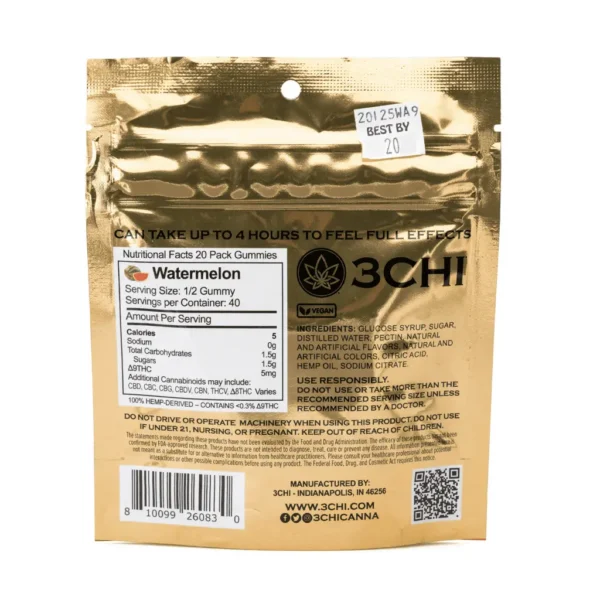 3Chi Delta 9 THC Gummies – Watermelon (200 mg Total Delta 9 THC)