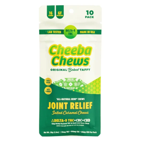 Cheeba Chews Delta 9 and CBC and CBD Salted Caramel Chews – Joint Relief (50 mg Total Cannabinoids)