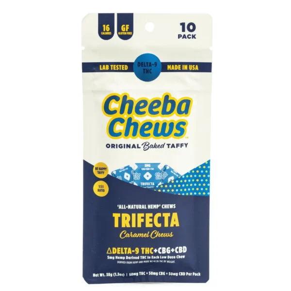 Cheeba Chews Delta 9 and CBG and CBD Caramel Chews – Trifecta (50 mg Total Cannabinoids)