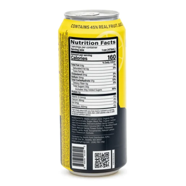 Cycling Frog High Potency THC + CBD Seltzer 4 Pack – Iced Tea Lemonade (200 mg Delta 9 THC + 200 mg CBD Total)