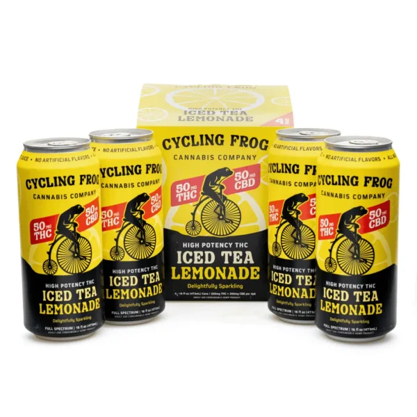 Cycling Frog High Potency THC + CBD Seltzer 4 Pack – Iced Tea Lemonade (200 mg Delta 9 THC + 200 mg CBD Total)