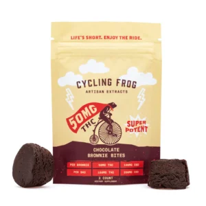 Cycling Frog THC + CBD Chocolate Brownie Bites – 2 ct (100 mg Delta 9 THC + 200 mg CBD Total)