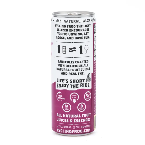 Cycling-Frog-THC-CBD-Light-Seltzer-6-Pack-Passionfruit-12-mg-Delta-9-THC-24-mg-CBD-T-Can-Back.webp Cycling Frog THC + CBD Light Seltzer 6 Pack – Passionfruit (12 mg Delta 9 THC + 24 mg CBD Total)
