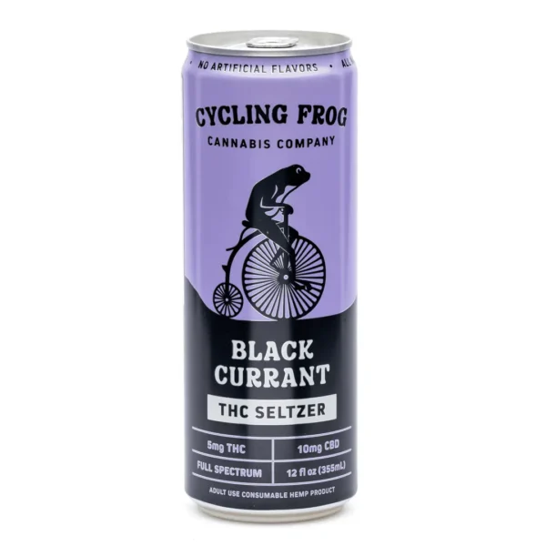 Cycling-Frog-THC-CBD-Seltzer-6-Pack-Black-Currant-can-front-scaled-1.webp Cycling Frog THC + CBD Seltzer 6 Pack – Black Currant (30 mg Delta 9 THC + 60 mg CBD Total)