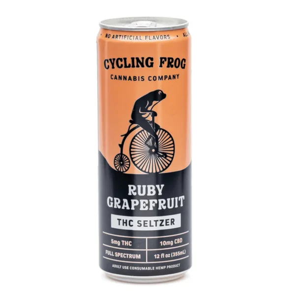 Cycling Frog THC + CBD Seltzer 6 Pack – Ruby Grapefruit (30 mg Delta 9 THC + 60 mg CBD Total)