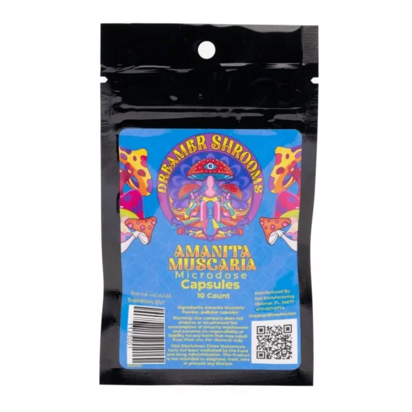 Dreamer-Shrooms-Amanita-Muscaria-Microdose-Capsules-10-Count-Bag-Front.webp Dreamer Shrooms Amanita Muscaria Mushroom Capsules (10 Count)