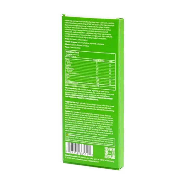 Erth Wellness Delta 9 THC Live Resin Chocolate Bar – Girl Scout Cookies Indica