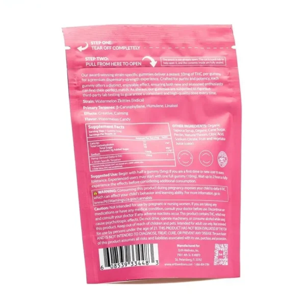 Erth Wellness Delta 9 THC Gummies – Watermelon Zkittlez
