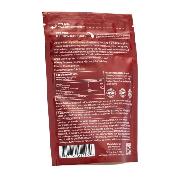 Erth Wellness Delta 9 THC Live Resin Gummies – Wedding Cake