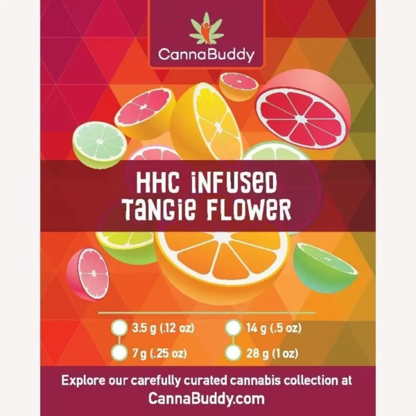 HHC-Infused-Tangie-Flower-Label.webp HHC Flower Shake – 14 grams