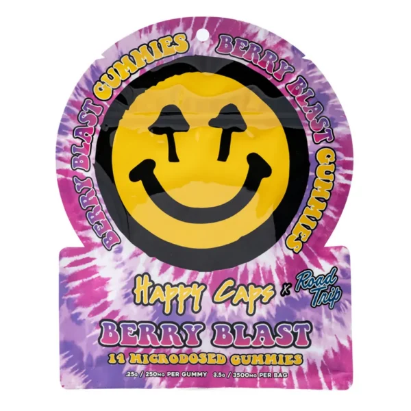 Happy-Caps-x-Road-Trip-Microdosed-Mushroom-Gummies-Berry-Blast-front.webp Happy Caps x Road Trip – Microdosed Gummies – Berry Blast