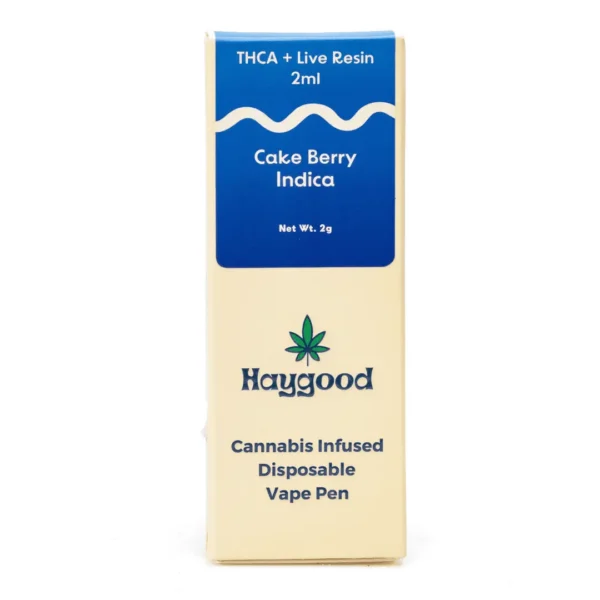 Haygood-THCa-and-Live-Resin-Disposable-Vape-Cake-Berry-Indica-2-gram-box-front-scaled-1.webp Haygood THCa and Live Resin Disposable Vape – Cake Berry Indica (2 gram)