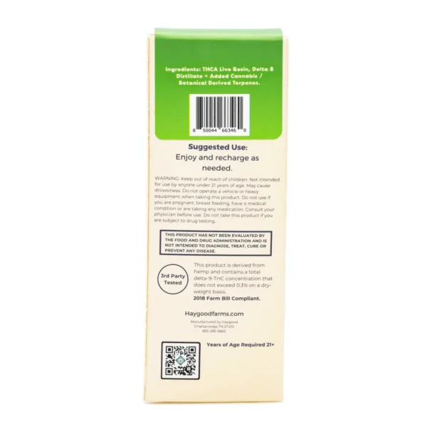 Haygood-THCa-and-Live-Resin-Disposable-Vape-Hawaiian-Haze-Sativa-2-gram-box-back-scaled-1.webp Haygood THCa and Live Resin Disposable Vape – Hawaiian Haze Sativa (2 gram)