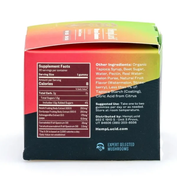 Hemplucid-Stress-Mushroom-Gummies-E28093-Watermelon-750-mg-Total-CBD-75-mg-Total-Delta-9-THC-box-side.webp Hemplucid Stress Mushroom Gummies – Watermelon (750 mg Total CBD + 75 mg Total Delta 9 THC)