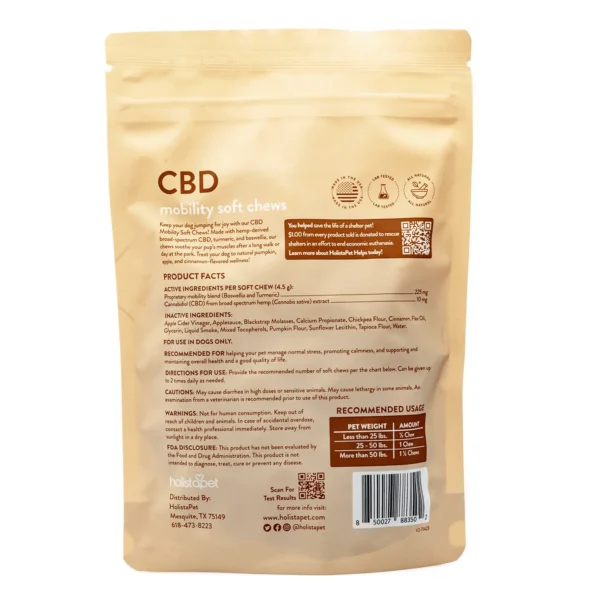 HolistaPet CBD Mobility Soft Chews for Dogs (300 mg Total CBD)
