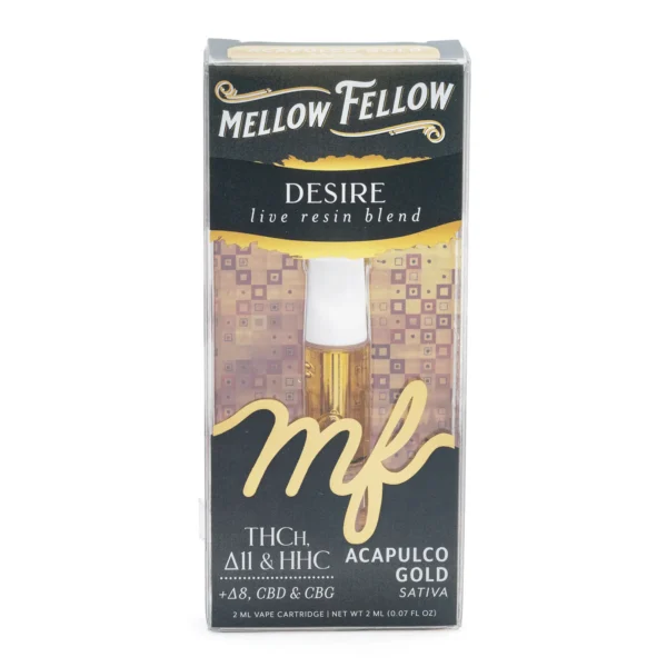 Mellow-Fellow-Desire-Blend-Live-Resin-Vape-Cartridge-Acapulco-Gold-Box-Front.webp Mellow Fellow Desire Blend Live Resin Vape Cartridge – Acapulco Gold