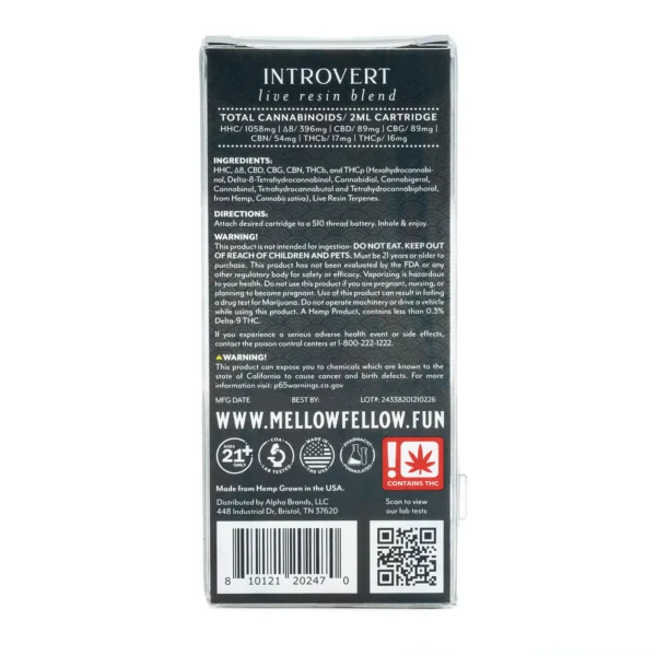 Mellow Fellow Introvert Blend Live Resin Vape Cartridge – AK47