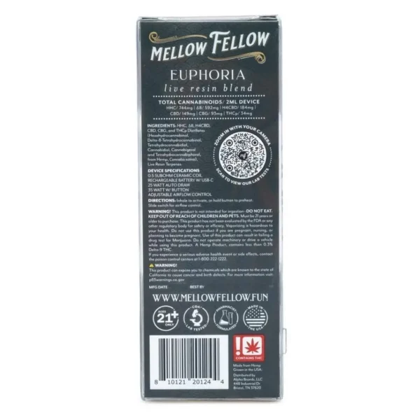 Mellow Fellow Euphoria Blend Live Resin Disposable Vape – Strawberry Amnesia