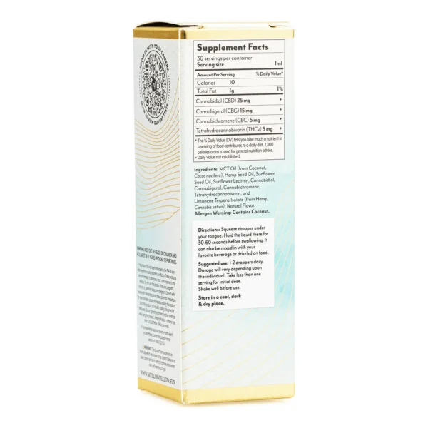 Mellow Fellow Wellness Tincture – Energy Blend – Mint (1500 mg Total Cannabinoids)