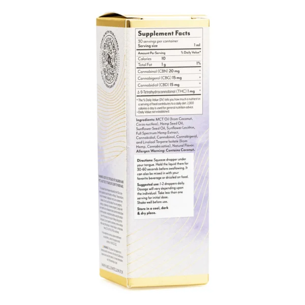 Mellow Fellow Wellness Tincture – Rest Blend – Berry (1500 mg Total Cannabinoids)