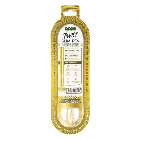 Ooze-Slim-Twist-Pen-2.0-Vape-Battery-E28093-Lucky-Gold-Box-Back.webp Ooze Slim Twist Pen 2.0 Vape Battery – Lucky Gold