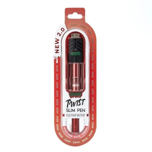 Ooze-Slim-Twist-Pen-2.0-Vape-Battery-E28093-Ruby-Red-Box-Front.webp Ooze Slim Twist Pen 2.0 Vape Battery – Ruby Red
