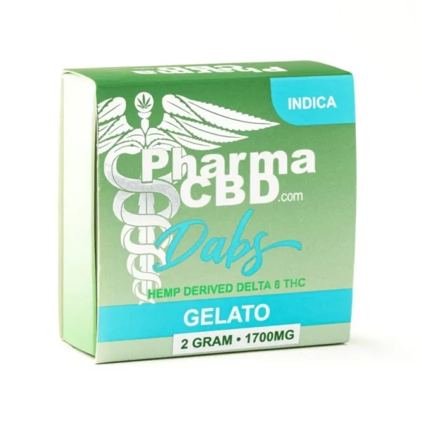 PharmaCBD-Delta-8-Gelato-Dabs-2-gram-Delta-8-THC-Box-Front.webp PharmaCBD Delta 8 Dabs – Gelato (2 grams Delta 8 THC)