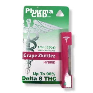 PharmaCBD Delta 8 THC Vape Cartridge – Grape Zkittlez