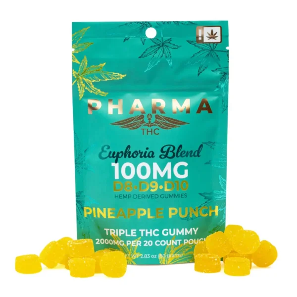 PharmaTHC Euphoria Blend Triple THC Gummies – Pineapple Punch