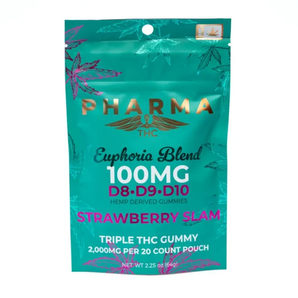 PharmaTHC Euphoria Blend Triple THC Gummies – Strawberry Slam