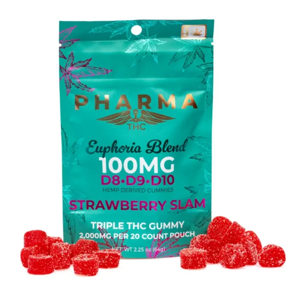 PharmaTHC Euphoria Blend Triple THC Gummies – Strawberry Slam