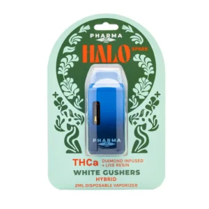 PharmaTHC THCa Diamond Infused and Live Resin Halo Spark Disposable Vape – White Gushers