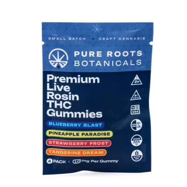 Pure Roots Botanicals THC Live Rosin Gummies – Variety 4-Pack