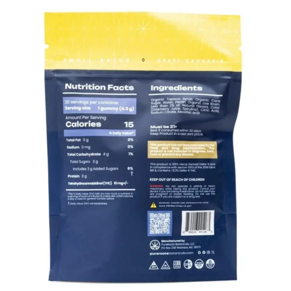 Pure Roots Botanicals THC Live Rosin Gummies – Pineapple Paradise (200 mg Total Delta 9 THC)