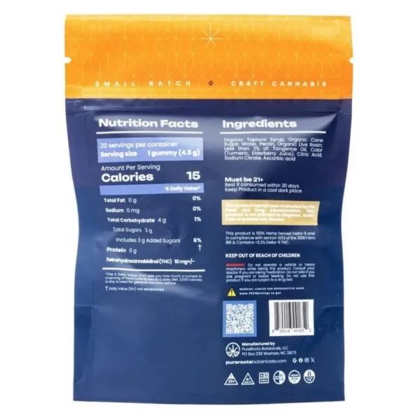 Pure-Roots-Botanicals-THCa-Live-Rosin-Gummies-Tangerine-Dream-200-mg-Total-Delta-9-THC-bag-back-scaled-1.webp Pure Roots Botanicals THC Live Rosin Gummies – Tangerine Dream (200 mg Total Delta 9 THC)
