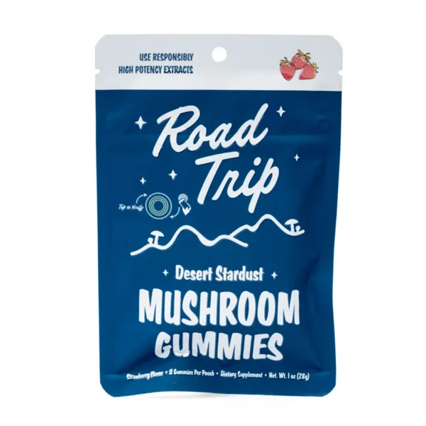 Road-Trip-Desert-Stardust-Mushroom-Gummies-Strawberry-bag-front.webp Road Trip Desert Stardust Mushroom Gummies – Strawberry