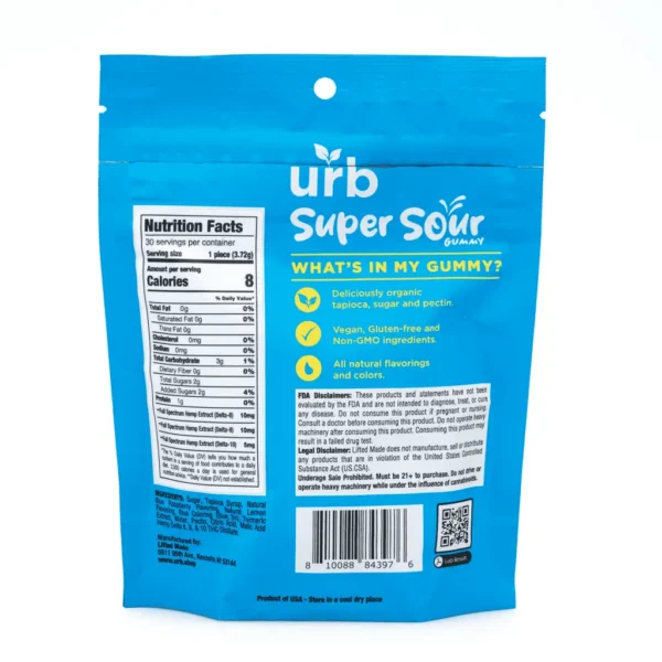 Urb-Delta-8-Delta-9-Delta-10-THC-Super-Sour-Gummies-Blue-Razz-and-Lemon-back.webp Urb Delta 8 / Delta 9 / Delta 10 THC Super Sour Gummies – Blue Razz and Lemon (750 mg Total Cannabinoids)