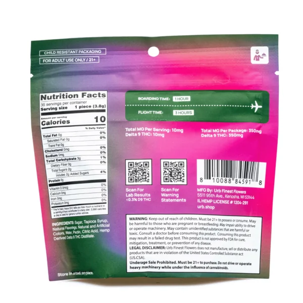 Urb Delta 9 THC Gummies – Dragonfruit Paradise (350 mg Total Delta 9 THC)