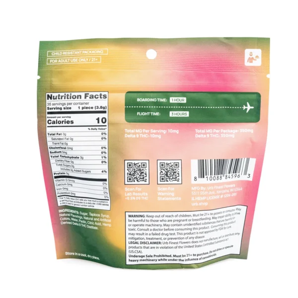 Urb Delta 9 THC Gummies – Peach Mango Watermelon (350 mg Total Delta 9 THC)