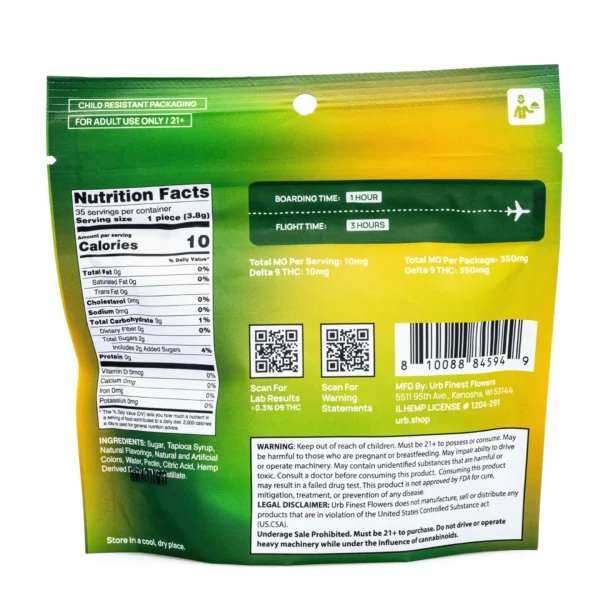 Urb Delta 9 THC Gummies – Kiwi Lemonade (350 mg Total Delta 9 THC)