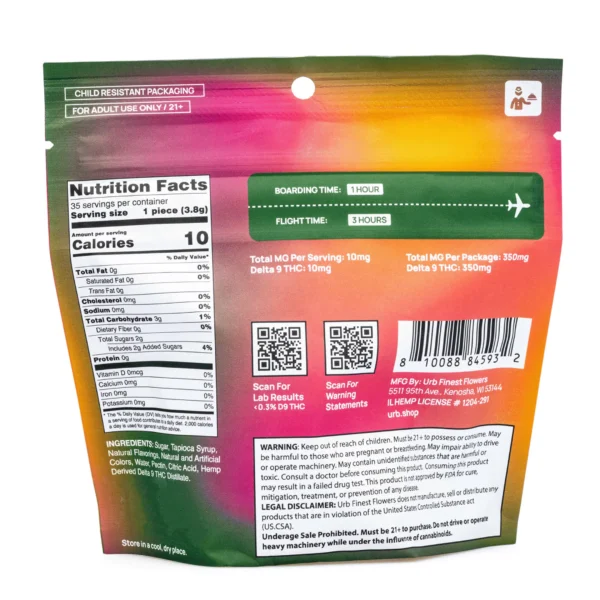 Urb Delta 9 THC Gummies – Passionfruit Mango (350 mg Total Delta 9 THC)