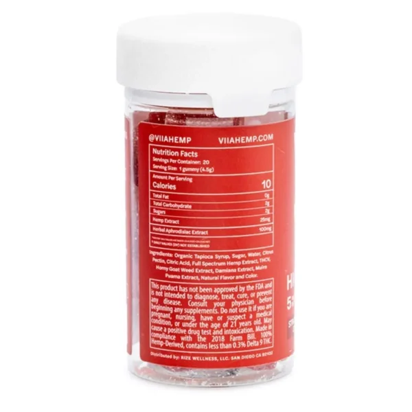 Viia Delta 9 / CBD / THCv High Love Libido Gummies – 5 mg THC