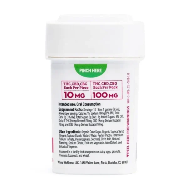 Wana Inspire Gummies – Raspberry Limeade (300 mg Total Cannabinoids)