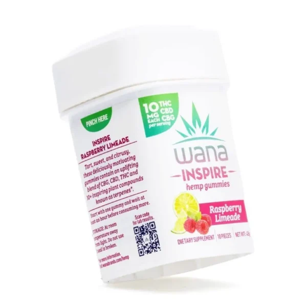 Wana Inspire Gummies – Raspberry Limeade (300 mg Total Cannabinoids)