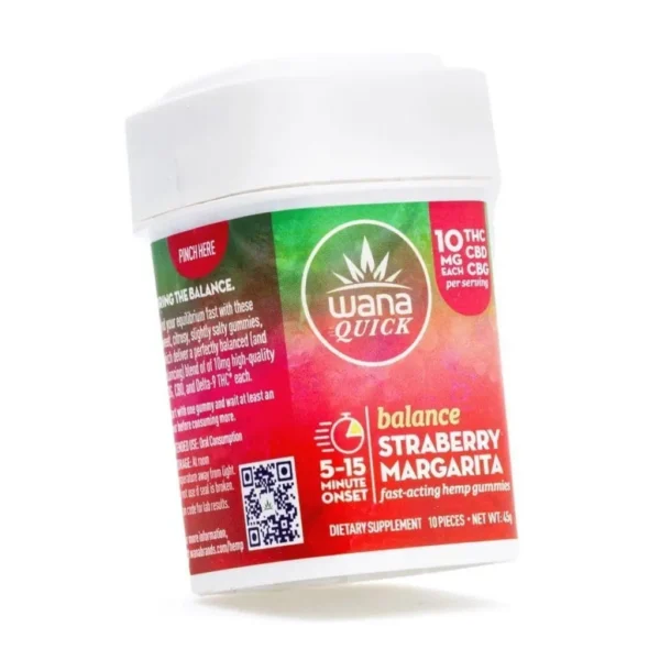 Wana Quick Balance Gummies – Strawberry Margarita (300 mg Total Cannabinoids)