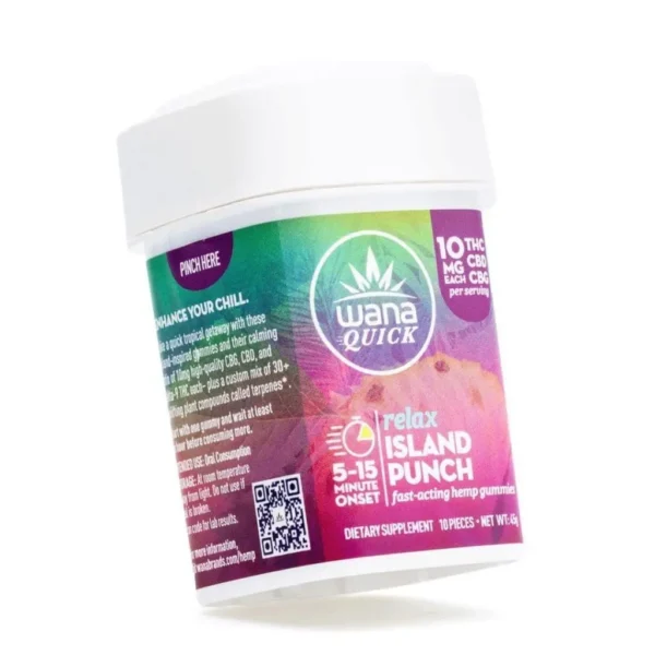 Wana Quick Relax Gummies – Island Punch (300 mg Total Cannabinoids)
