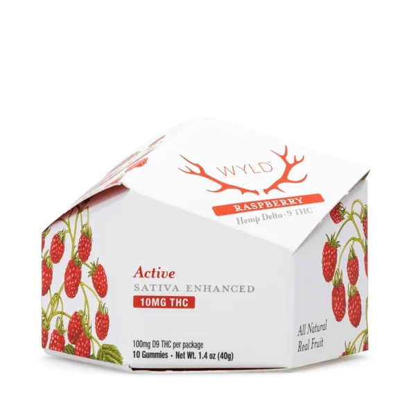 Wyld Delta 9 THC Active Sativa Gummies – Raspberry – 10 Count (100 mg Delta 9 THC Total)